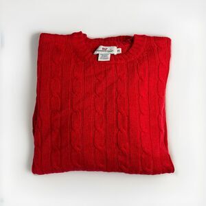 Vineyard Vines Womens XS Wool Cashmere Blend Cable Knit Crew Neck Sweater Red